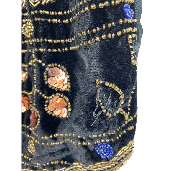 Vintage Sophisticates By Jonathan Martin Beaded Velvet Vest Womens Size Large - Picture 5 of 9